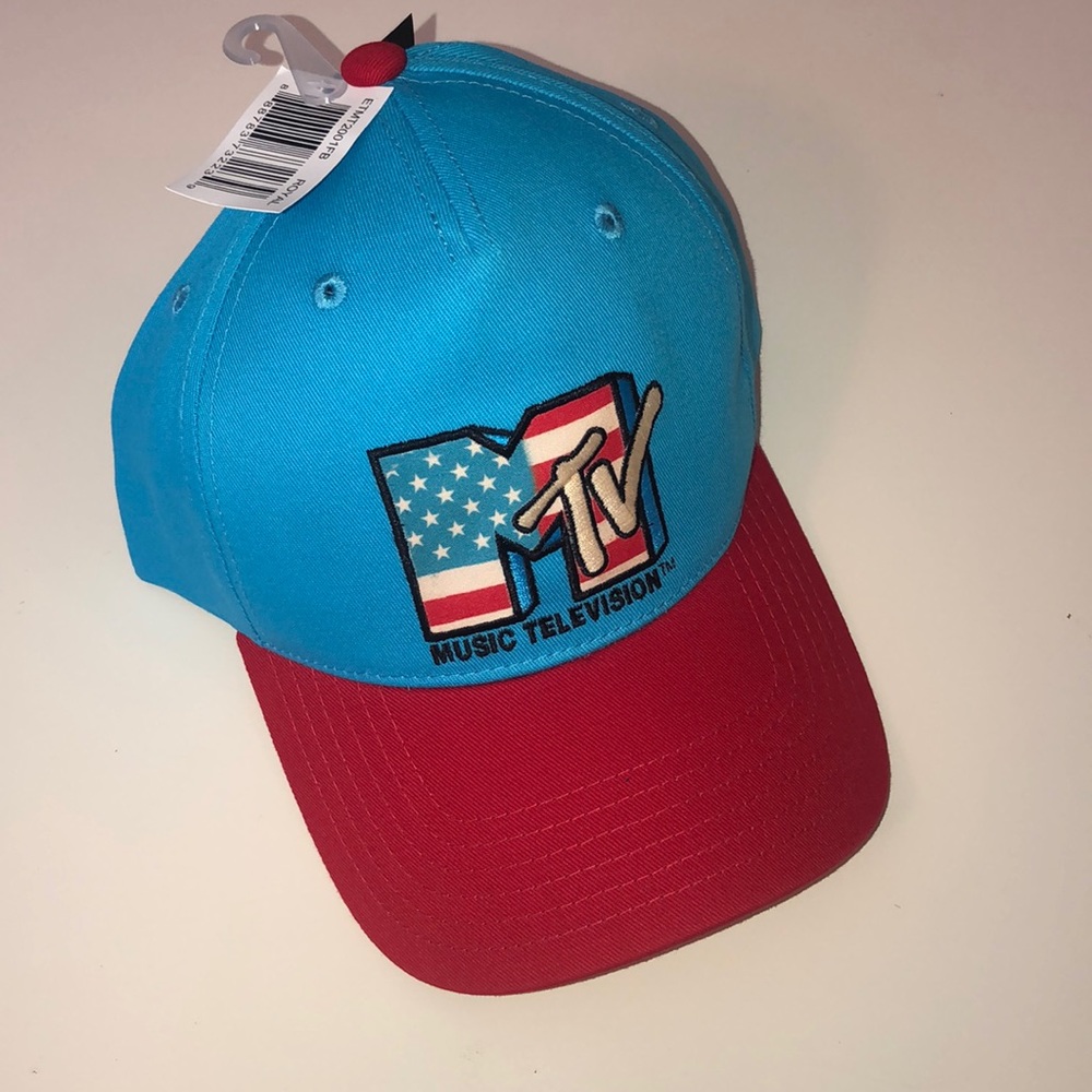 MTV hat brand new with tags US flag logo red blue